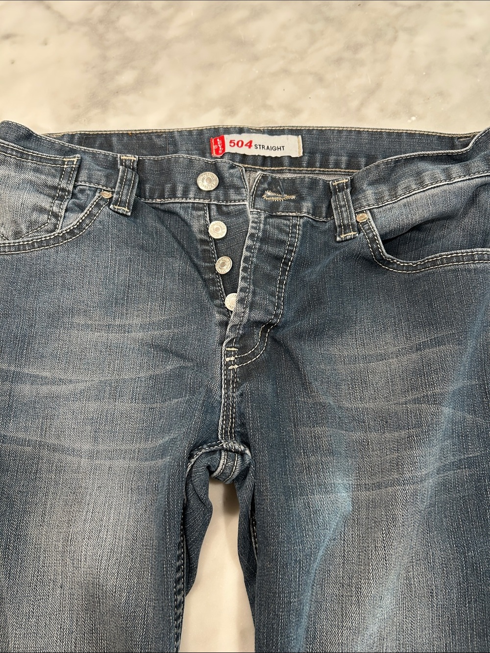 Vintage 1996 Red Tag Levi's Straight-Leg Jeans in Faded Blue